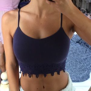 Garage Navy Blue Crop Top